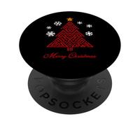 Albero di Natale geometrico rosso astratto ispirato alla matematica PopSockets PopGrip Adesivo
