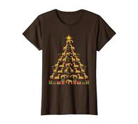 Albero di Natale Giraffe di Natale Maglietta, Donna, Marrone, L