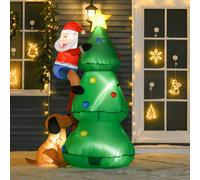 Albero di Natale Gonfiabile 180 cm con Babbo Natale Cagnolino e Luci LED