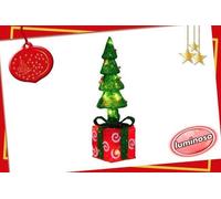 Albero di natale in abaca con luci 50 cm su pacco regalo