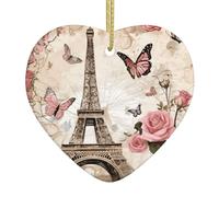 Albero di Natale in ceramica a forma di Torre Eiffel di Parigi, pendente a forma di cuore creativo, decorazione per la casa.