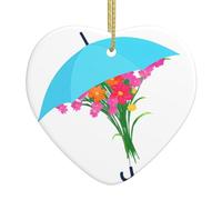 Albero di Natale in ceramica appeso amore ornamento YYHWHJDE fiori sotto l'ombrello stampe può aggiungere un tocco romantico a festival o feste