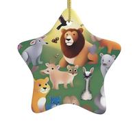 Albero di Natale in ceramica appeso ciondolo stella Yyhwhjde Illuminismo Animali Stampe accuratamente forato fori corda di metallo