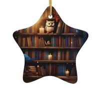 Albero di Natale in ceramica appeso ciondolo stella Yyhwhjde Magia Bookstore stampa accuratamente fori corda metallica