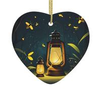 Albero di Natale in ceramica appeso Love Pendant HJFCZH Lucciole e Lanterna Immagine Progettato specificamente per le vacanze 7,9 x 7,9 cm