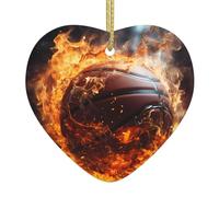 Albero di Natale in ceramica appeso Love Pendant WHJDPP Basketball on Fire and Water Flame Splashing Printing Progettato specificamente per le vacanze 7,9 x 7,9 cm