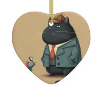 Albero di Natale in ceramica appeso Love Pendant WHJDPP Carino gatto e topo schermo di dialogo Stampa Progettato specificamente per le vacanze 7,9 x 7,9 cm