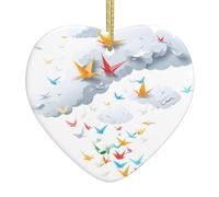 Albero di Natale in ceramica appeso Love Pendant WHJDPP White Cloud Thousand Paper Cranes Printing Progettato specificamente per le vacanze 7,9 x 7,9 cm