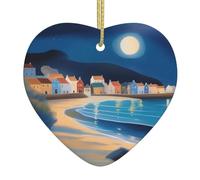 Albero di Natale in ceramica appeso Love Pendant WHJSHOP A small town under the moonlight Stampato Decorazione centri commerciali, supermercati, negozi