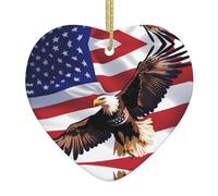 Albero di Natale in ceramica appeso Love Pendant XBKGOHA USA Aquila patriottica con stampa bandiera americana Fori accuratamente perforati Corda di metallo