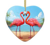 Albero di Natale in ceramica appeso Love Pendant YYHWHJDE Due fenicotteri Stampe Progettato specificamente per le vacanze 7,9 x 7,9 cm