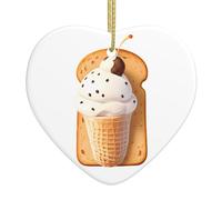 Albero di Natale in ceramica appeso Love Pendant YYHWHJDE Ice cream on bread Stampe Fori accuratamente forati Corda in metallo