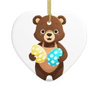 Albero di Natale in ceramica appeso Love Pendant YYHWHJDE Little Bear holding Easter Egg Stampe Decorazione centri commerciali, supermercati, negozi