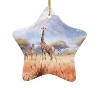 Albero di Natale in ceramica appeso Star Pendant HJFCZH African Savanna Giraffe Stampato Decorazione centri commerciali, supermercati, negozi