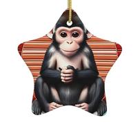 Albero di Natale in ceramica appeso Star Pendant HJFCZH The Silent Monkey Pattern Progettato specificamente per le vacanze 7,9 x 7,9 cm