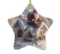 Albero di Natale in ceramica appeso stella ornamento HJFCZH Babbo Natale su un igloo stampa può aggiungere un tocco romantico a festival o feste