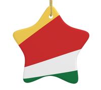 Albero di Natale in ceramica appeso stella ornamento HJFCZH bandiera delle Seychelles stampa con cavo metallico perforato e placcato oro
