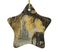 Albero di Natale in ceramica appeso stella ornamento HJFCZH L'elefante sotto il salice stampa può aggiungere un tocco romantico a festival o feste