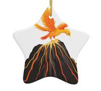 Albero di Natale in ceramica appeso stella ornamento WHJDPP Phoenix sul vulcano stampe per da Home Decor display commerciali