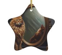Albero di Natale in ceramica appeso stella ornamento WHJSHOP Cat guardando allo specchio stampe può aggiungere un tocco romantico a festival o feste