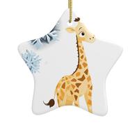 Albero di Natale in ceramica appeso stella ornamento WHJSHOP Giraffa guardando fiocchi di neve stampe può aggiungere un tocco romantico a festival o feste