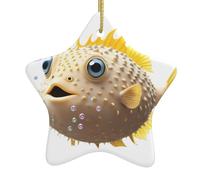 Albero di Natale in ceramica appeso stella ornamento WHJSHOP Pufferfish che soffia bolle stampe può aggiungere un tocco romantico a festival o feste