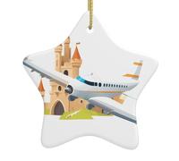 Albero di Natale in ceramica appeso stella ornamento WHJSSF aereo nel castello immagine può aggiungere un tocco romantico a festival o feste