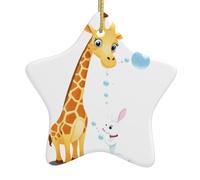 Albero di Natale in ceramica appeso stella ornamento WHJSSF giraffa e coniglio che soffia bolle immagine può aggiungere un tocco romantico a festival o feste