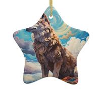 Albero di Natale in ceramica appeso stella ornamento WHJSSF Wolf guardando il cielo immagine può aggiungere un tocco romantico a festival o feste