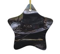 Albero di Natale in ceramica appeso stella ornamento WINHGA cappello pirata nel deserto modello facile da appendere per feste 7,9 x 7,9 cm