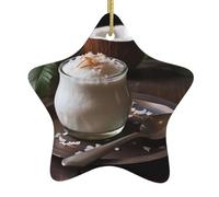 Albero di Natale in ceramica appeso stella ornamento WINHGA Mellow Coconut Pudding modello facile da appendere per feste di vacanza 7,9 x 7,9 cm