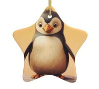 Albero di Natale in ceramica appeso stella ornamento YYHWHJDE Happy Little Penguin stampato da Home Decor display commerciali