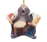 Albero di Natale in ceramica appeso stella ornamento YYHWHJDE Koala suonare tamburi stampati può aggiungere un tocco romantico a festival o feste
