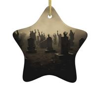 Albero di Natale in ceramica appeso stella ornamento YYHWHJDE mano dietro la lapide modello con filo metallico perforato e placcato oro