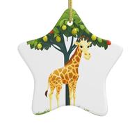 Albero di Natale in ceramica appeso stella pendente BROLEO Giraffe By The Pear Tree stampa accuratamente fori corda metallica