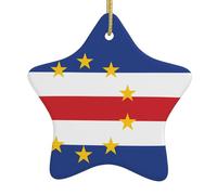 Albero di Natale in ceramica appeso stella pendente decorazioni WHJSSF bandiera di Capo Verde modello squisito design 7,9 x 7,9 cm