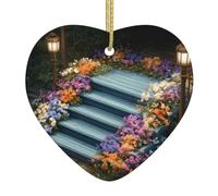Albero di Natale in ceramica ciondolo amore 6,9 x 7,6 cm WHJSHOP Flower Bed on The Steps stampe facilmente appeso in centri commerciali e negozi