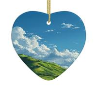 Albero di Natale in ceramica da appendere a forma di amore, decorazioni HYTTER Green Space Under The Blue Sky stampato facile da appendere su alberi, porte e finestre