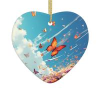 Albero di Natale in ceramica da appendere a forma di cuore decorazioni HYTTER colorate farfalle volanti in tutto il cielo stampato facile da appendere su alberi, porte e finestre