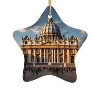 Albero di Natale in ceramica da appendere a forma di stella, decorazione YYHHAOFA Basilica di San Pietro, facile da appendere su alberi, porte e finestre