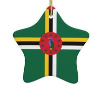 Albero di Natale in ceramica da appendere a forma di stella, decorazione YYHHAOFA Flag of the Commonwealth of Dominica Picture Easy to Hang on Trees, Doors and Windows
