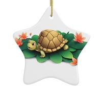 Albero di Natale in ceramica da appendere a forma di stella, decorazione YYHHAOFA Little Turtle in the Petals Picture Easy da appendere su alberi, porte e finestre