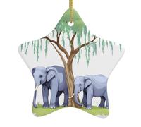 Albero di Natale in ceramica da appendere a forma di stella, decorazioni natalizie WHJDPP Elephants Under The Willow Tree Picture Small and Exquisite