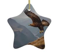 Albero di Natale in ceramica da appendere a forma di stella, decorazioni natalizie WHJSHOP Il volo dell'aquila d'oro stampe piccole e squisite