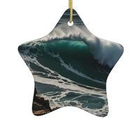 Albero di Natale in ceramica da appendere a forma di stella, decorazioni natalizie WHJSHOP Waves on The Cliff Stampe piccole e squisite