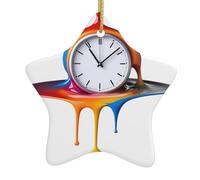 Albero di Natale in ceramica da appendere a forma di stella decorazioni natalizie YYHHAOFA Il tempo che passa stampa piccolo e squisito