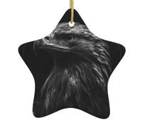 Albero di Natale in ceramica da appendere a forma di stella, decorazioni per le festività WHJDPP L'aquila che guarda verso l'alto, immagine piccola e squisita