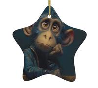 Albero di Natale in ceramica da appendere a forma di stella, decorazioni per le festività WHJDPP The Dazed Little Monkey Picture Small and Exquisite