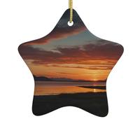 Albero di Natale in ceramica da appendere a forma di stella, decorazioni per le vacanze, immagine WHJDPP sole di mezzanotte, piccolo e