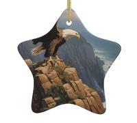 Albero di Natale in ceramica da appendere a forma di stella, decorazioni per le vacanze, WHJDPP l'aquila sulla scogliera, immagine piccola e squisita